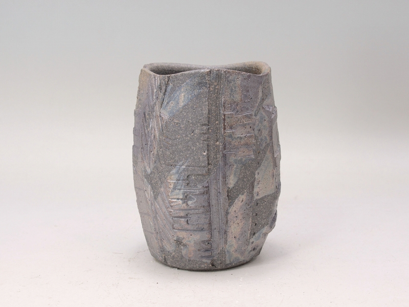 25129]青備前刻文ビール杯（渡邊琢磨）｜備前焼わかくさ